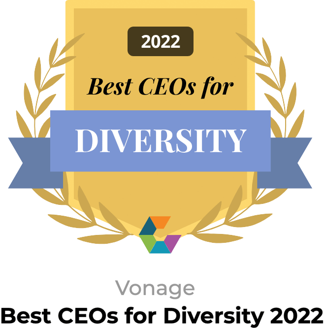 Comparably best CEOs for diversity 2022 award logo