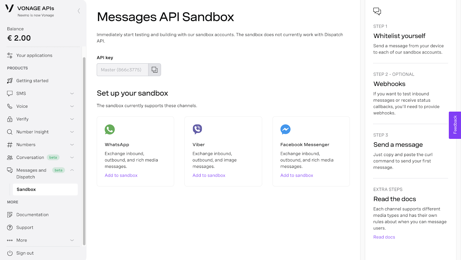 Messages API Sandbox image