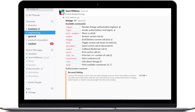 Slack Interface Slack interface
